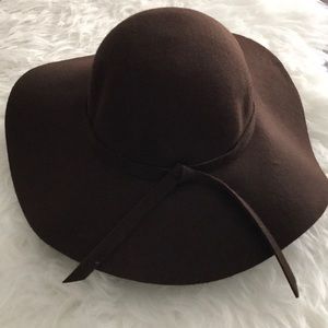 100% Wool Dark Chocolate Brown Floppy hat
